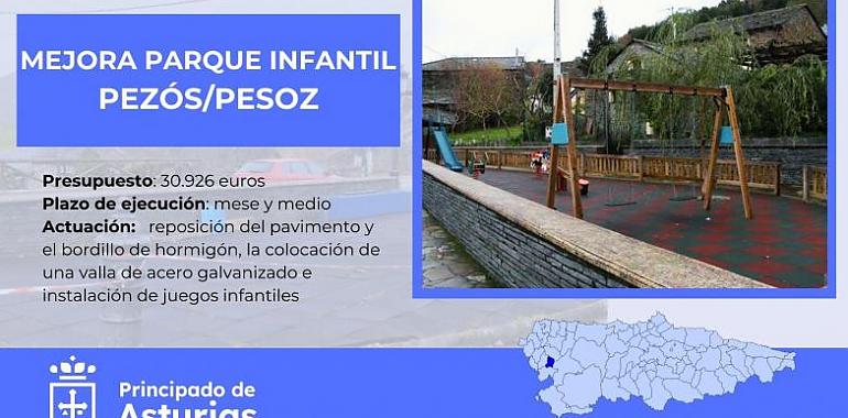 Inversión de 31.000 euros en la renovación del parque infantil de Pezós/Pesoz