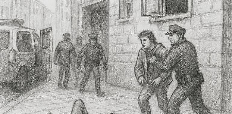 Terror en la calle Aller: el alcalde de Mieres ayuda a detener a un presunto agresor tras lanzar a un hombre por una ventana
