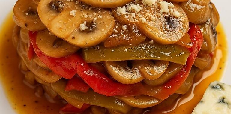 Recetas de una abuela asturiana: Fritada de champiñones con pimientos y queso Gamonéu ( ¡Prestad atención, que esto ye cosa seria!)