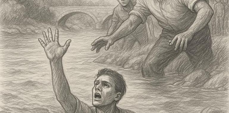 Tragedia en el río Nalón: un joven de 18 años desaparece bajo el agua frente a su padre y sus hermanos pequeños sin que nadie pueda hacer nada