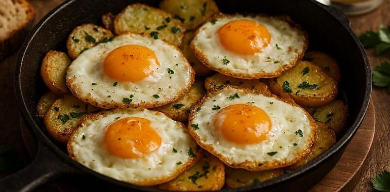 Recetas de una abuela asturiana: Papinas rebolíes con huevos del güelu y mayadura de sidra (no la vas encontrar en nengún recetariu)