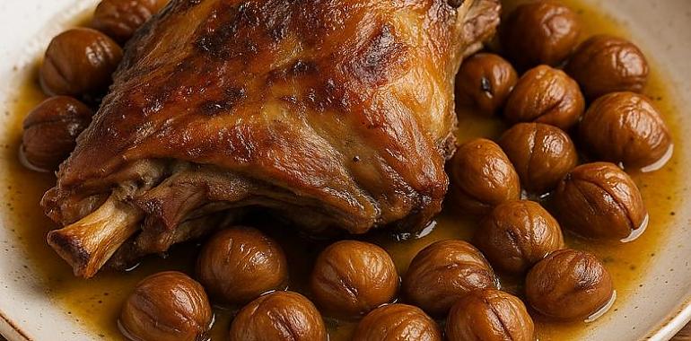 Recetas de una abuela asturiana: Cabritu asáu a la sidra con castañes (un manjar de os de poder lo güeyos en blanco)