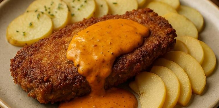 Recetas de una abuela asturiana: Cachopines de jabalí con crema de oricios y manzana reineta (ye un viaxe del monte al cantábricu… ¡con parada en la gloria!)