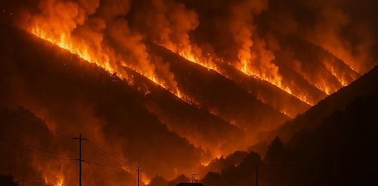 Larga noche contra el fuego en Ibias: cuatro pueblos desalojados y una amenaza que desborda cortafuegos