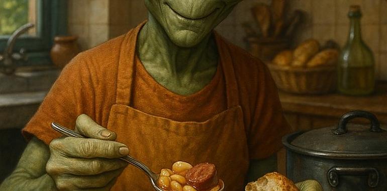 Recetas de una abuela asturiana: Fabes intergaláctiques con crujiente de Cabrales, cráter de compango y sidra nebulosa