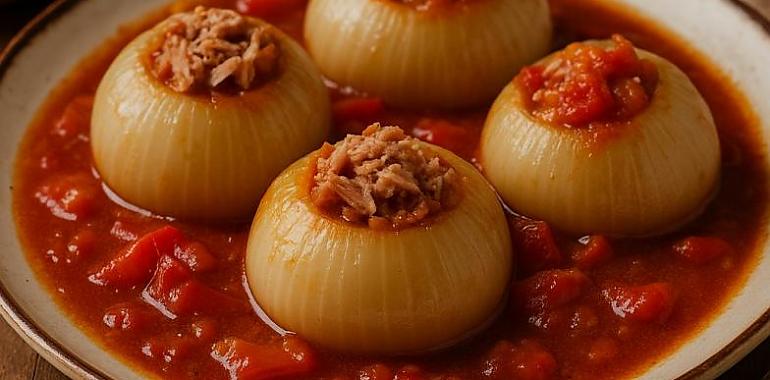 recetas de una abuela asturiana: Cebolles rellenes del Entrego (pa celebrar d’hesté fiesta como Dios manda)