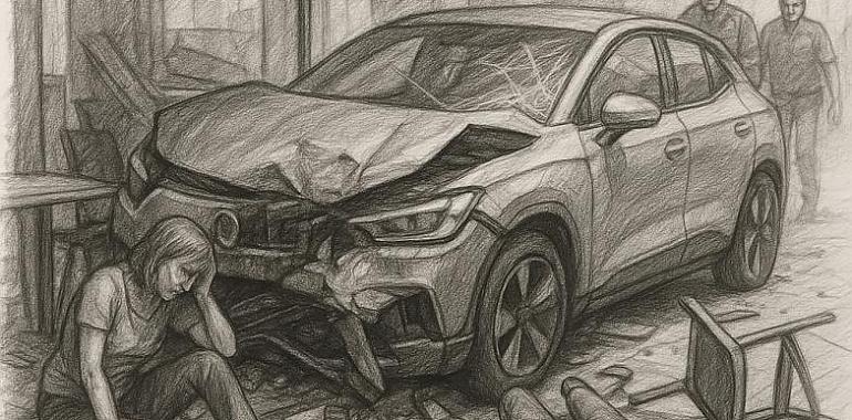 Caos en Gijón: un coche arrolla una terraza en plena calle Capua y deja cuatro heridos