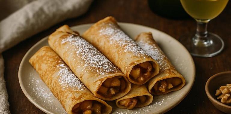 Frixuelinos rellenos de compota de manzana a la sidra, con toque de nuez (el dulce de San Mateo)