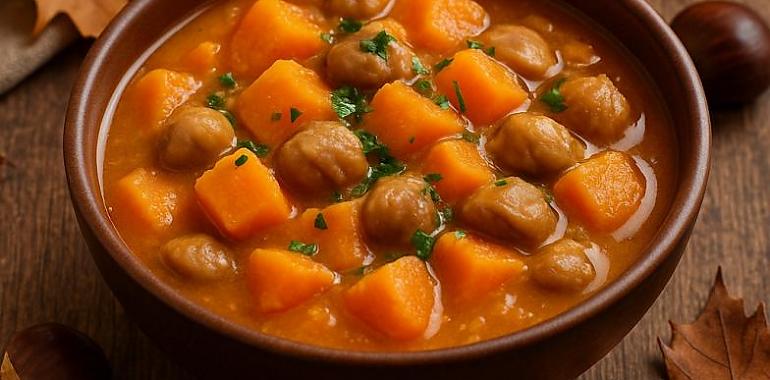 Recetas de una abuela asturiana: Calabaza guisada con castañes y un toque de sidra (da un saborín que resucita a un difuntu)