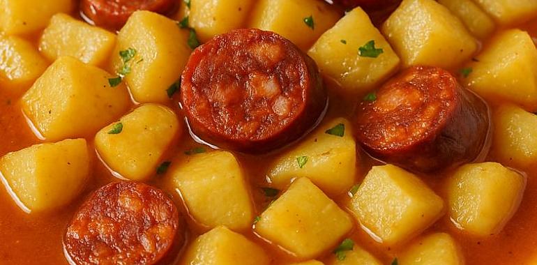 Recetas de una abuela asturiana: Patatines con chorizu y manzana (pa Borxa, el d’Ávila, que vien entrenar al Sporting)