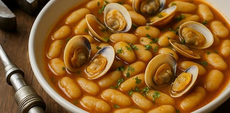 Recetas de una abuela asturiana: Fabes con almejes pa la fontanera del PSOE (arreglando les canonades cuando s’atrancan)