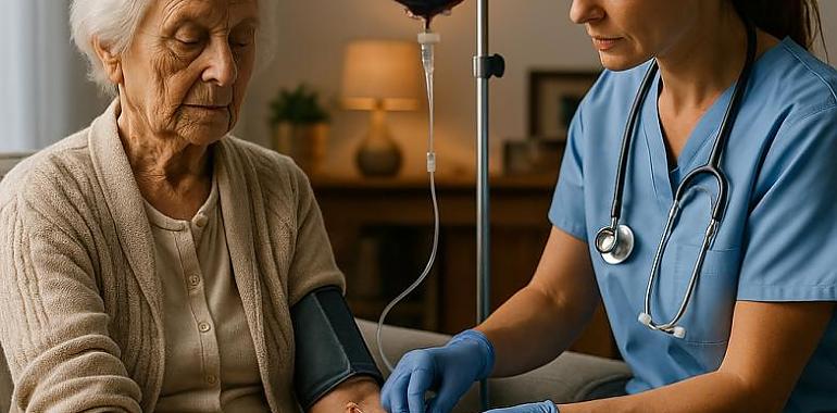 El Hospital San Agustín inicia un programa pionero para transfundir sangre a domicilio en pacientes con anemia grave y problemas de movilidad