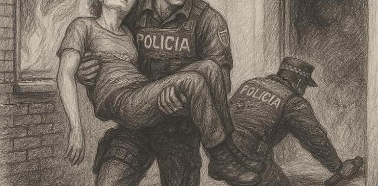 Heroico rescate en Ceares: dos policías salvan a una mujer inconsciente de un piso en llamas