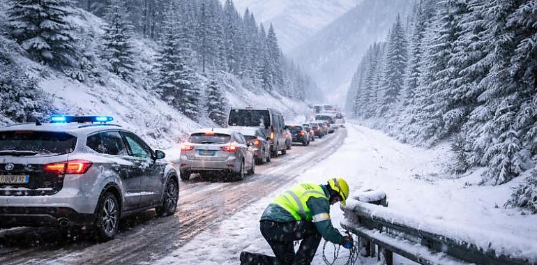El temporal pone en jaque la circulación en asturias con múltiples carreteras afectadas y cadenas obligatorias en varios puertos