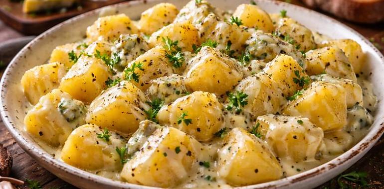 Recetas de una abuela asturiana: Patates al Cabrales (esto, cielín, fai callar hasta al más fartón)