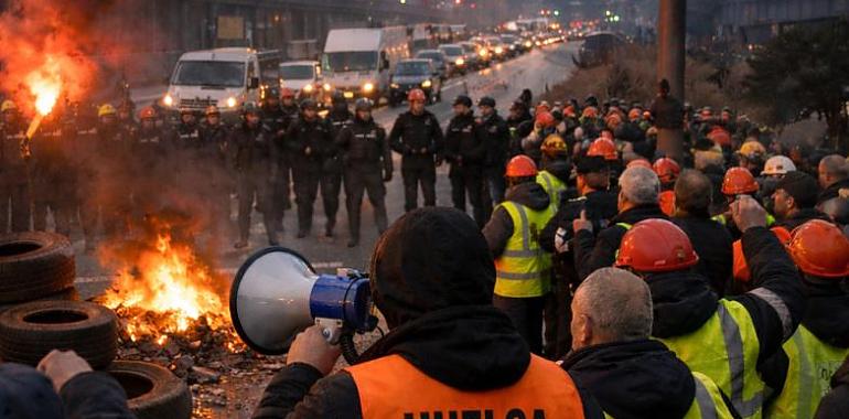 Los piquetes vuelven a cerrar el paso a Arcelor y la huelga aprieta el corazón industrial de Asturias