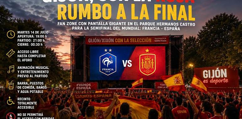 Gijón montará una gran ‘fan zone’ para empujar a España hacia la final del Mundial