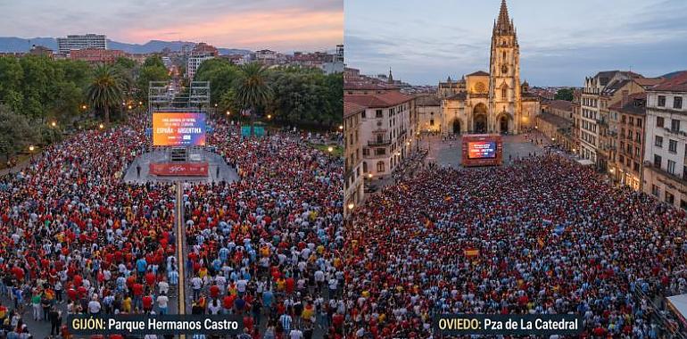 Asturias borda la segunda estrella: una noche de gritos, abrazos y fiesta en las calles