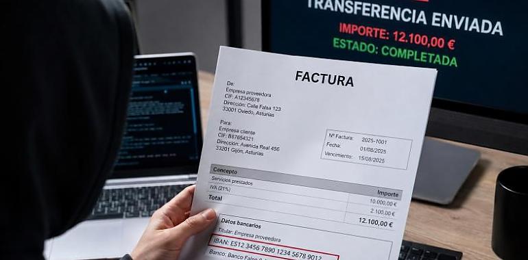 Una factura real, un IBAN falso y el dinero desaparece: alerta en Asturias por el correo que puede vaciar una empresa