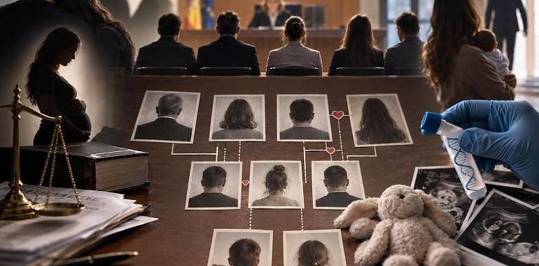 Dos bebés, filiaciones falsas, relaciones cruzadas y seis acusados: el insólito juicio que se celebra en Avilés