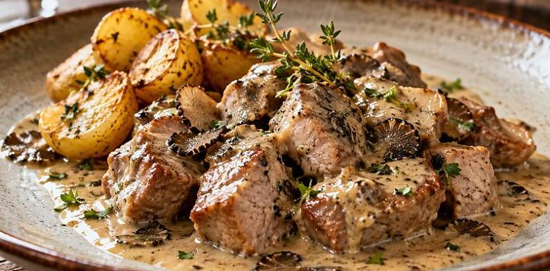Recetas de una abuela asturiana: Trocinos de cerdo con salsa de trufa (y quedar como un señor sin haber hipotecao la cocina)