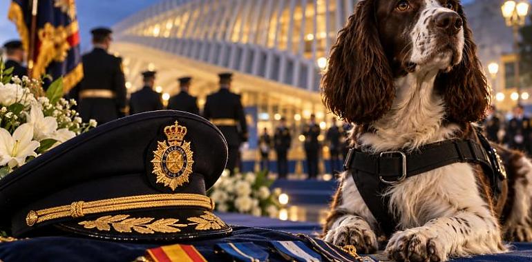 Harley, la heroína de cuatro patas de la Policía Nacional, recibe su homenaje en Oviedo junto a 61 agentes condecorados