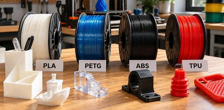 PLA, PETG, ABS o TPU: qué plástico usar para piezas domésticas reales 