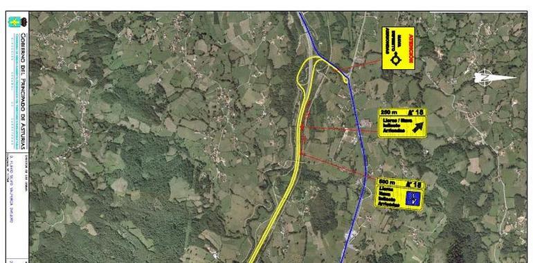 Las obras en el enlace de Lieres obligan a cortar la parte norte de la conexión de la N-634 con la Autovía del Cantábrico