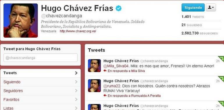 Hugo Chávez promete en twiter que luchará "sin tregua por la vida"