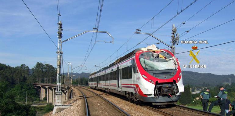 Una barricada de troncos causa un herido en un accidente de ferrocarril en Serín