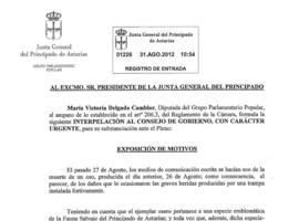 El PP presenta una interpelación en la Junta sobre la muerte de un oso en Cangas del Narcea