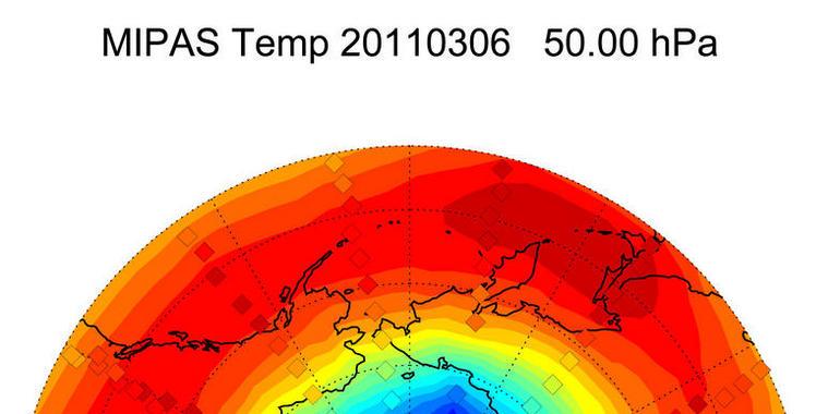 El nivel de ozono alcanza un mínimo histórico sobre el Ártico