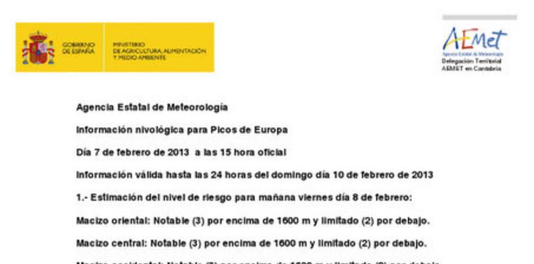 Alerta por riesgo de aludes en los tres macizos asturianos este fin de semana