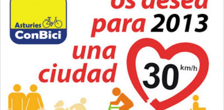 Asturies ConBici recoge firmas para una ley europea para ciudades habitables a 30km/h