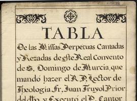 Documentos de los conventos de dominicos de Murcia y Lorca pueden consultarse a través de internet 