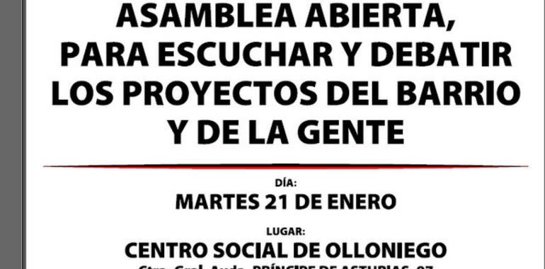 Asamblea abierta en el Centro Social de Olloniego