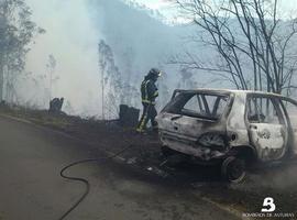 Un hombre de 86 años muere tras salir de la vía e incendiarse su vehículo en Brieves, Valdés