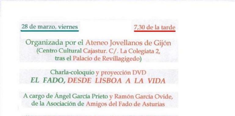 Conferencia "El Fado, desde Lisboa a la vida" de Ángel García Prieto, en el Ateneo Jovellanos