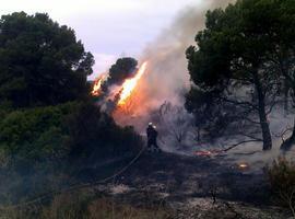 Efectivos del Servicio de Bomberos de la ANE intervienen para sofocar un incendio en Iriso (Izagaondoa) 