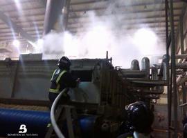 Sofocado incendio en una fábrica de pellets en La Curiscada, Tineo