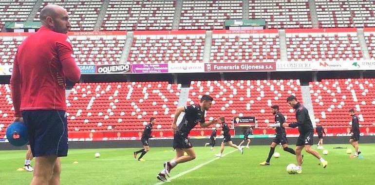 El Sporting, jaleado por la afición, preparado para el reto del Getafe