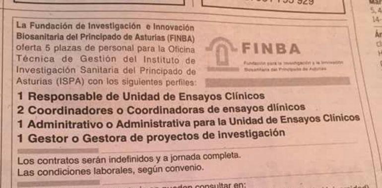 Llamazares critica la convocatoria de 5 plazas para la FINBA sin integrar la Oficina de Investigación Biosanitaria