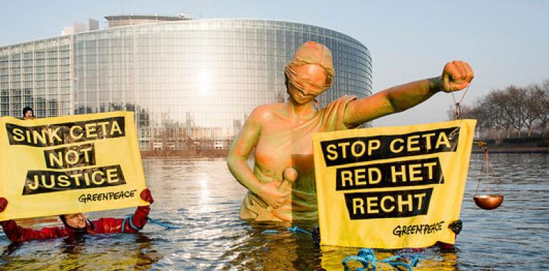 Acciones de protesta ante la firma del CETA con Canadá