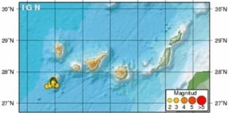 Sólo tres sismos sentidos en El Hierro, en la madrugada del viernes al sábado