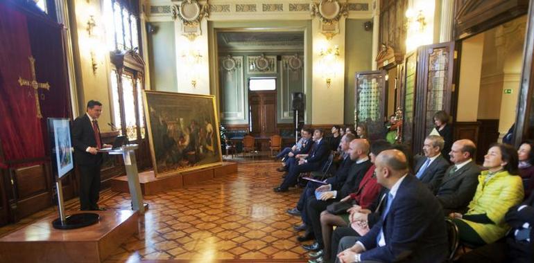La Junta General presenta el cuadro El lagar, de Moré, restaurado