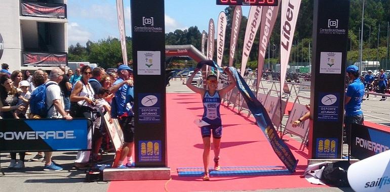 Paula Herrero y Fernando Barroso, Campeones de Asturias de Triatlón 2017
