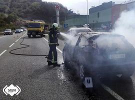 Extinguido el incendio de un vehículo que circulaba por la AS-117 en El Entrego