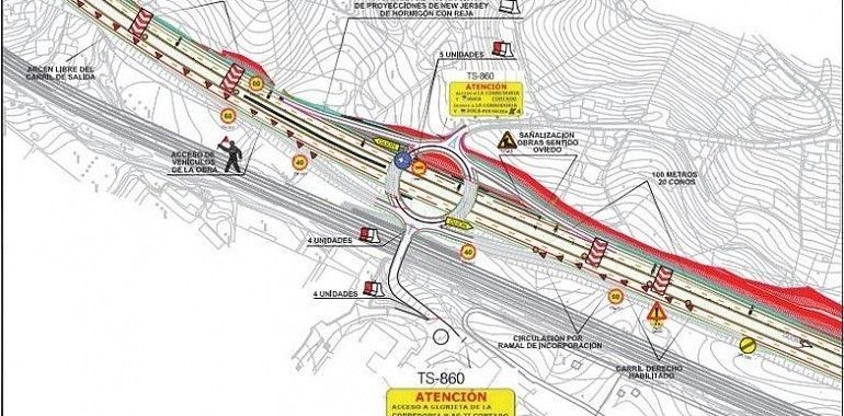 Las obras de los accesos al HUCA obliga a desviar el tráfico de la AS-II 
