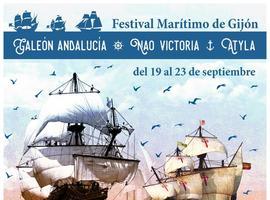 Nao Victoria, el Galeón Andalucía y el Atyla en El Musel