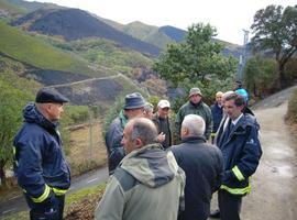 Piñón visita las zonas afectadas por el incendio forestal, extinguido, de Allande